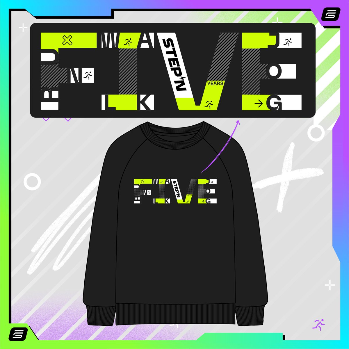 Crypto30Y's tweet photo. 👕🎨 STEPNEMBER5 T-SHIRT DESIGN! 👟⚡️

I’ve designed quite a few STEPN shirts over the years, so I thought… why not create one for #STEPNEMBER5? 🎂

I wanted to make something special to celebrate 5 years of STEPN and our journey together. 🏃‍♂️
If you like the design and want to use it or print it on your own T-shirt, I’ve shared the high-quality PNG file (300 DPI) in the first comment. 👇

Hope you like it, #STEPN FAM! 💚