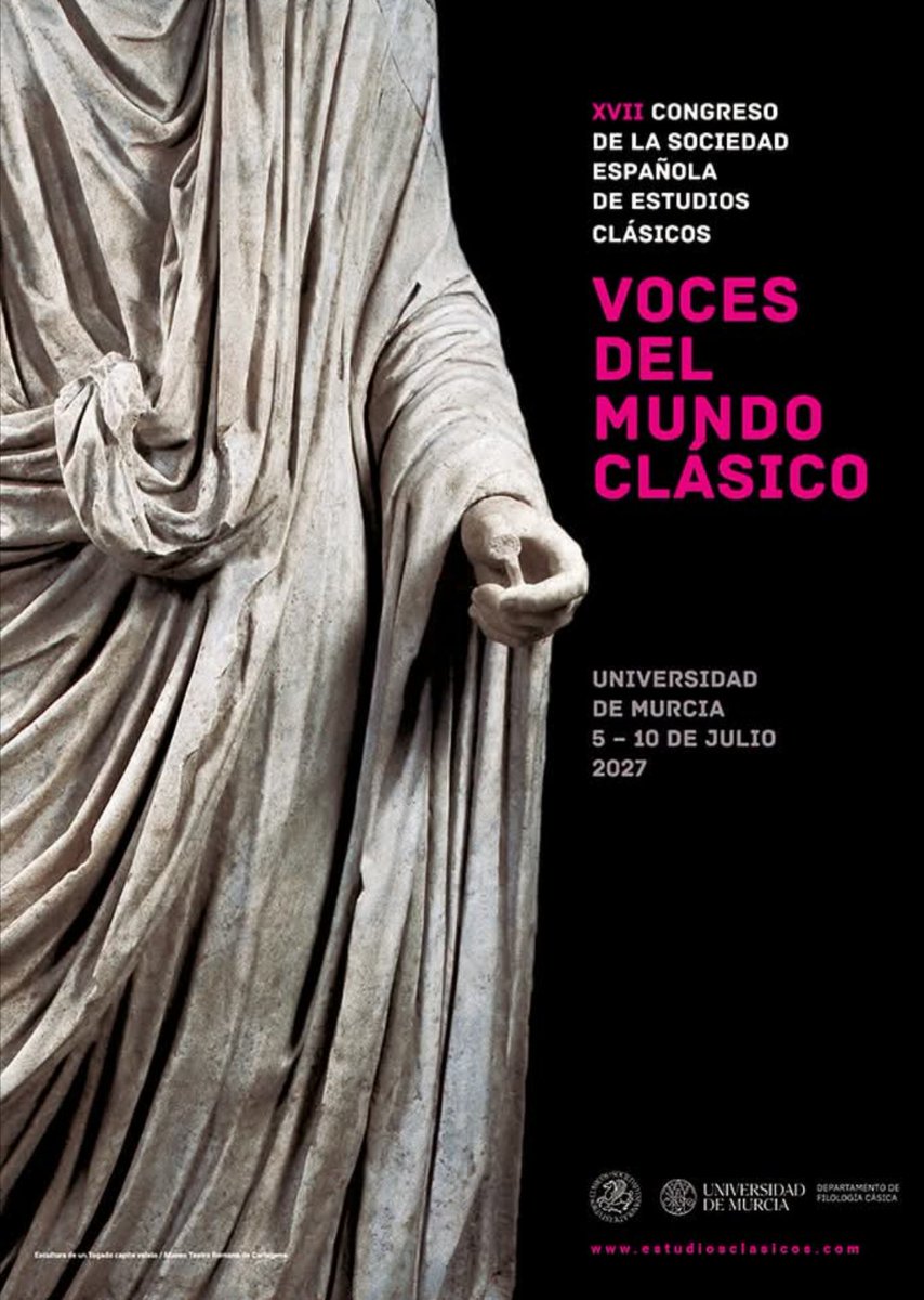 SEEC_nacional's tweet photo. Nos sentimos felices de presentar el cartel del que será el XVII Congreso de la @SEEC_nacional, bajo el lema 'Voces del mundo clásico'.
Tendrá lugar en la @UMUClasicas del 5 al 10 de julio de 2027.
En breve más información en nuestra web. https://t.co/AK4VaCR8oe