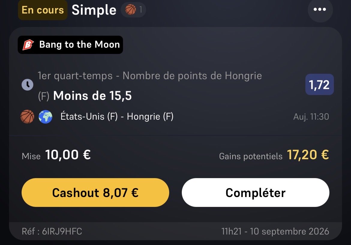TouTPronoX's tweet photo. 🚩 MONTANTE DU JOUR 

💶 OBJECTIF X10

🏀 USA- HONGRIE F: -15,5 pts 1er quart temps Hongrie 

#Teamparieur #winamax #pronostique https://t.co/dGHRH8UTtc