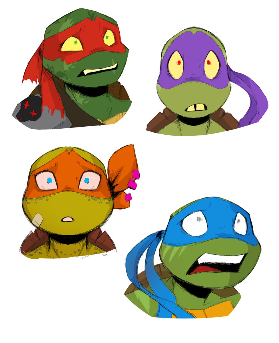 defunct_request's tweet photo. I wanted to practice scared expressions so that’s why they are very messy and all look like they’re having the worst day of their lives lol
Comms open! https://t.co/TGVH6MYZR6
#tmnt #tmntfanart #tmnt2012 #fanart #tmntleo #tmntmikey #tmntdonnie #tmntraph https://t.co/xVxZqRxpV9
