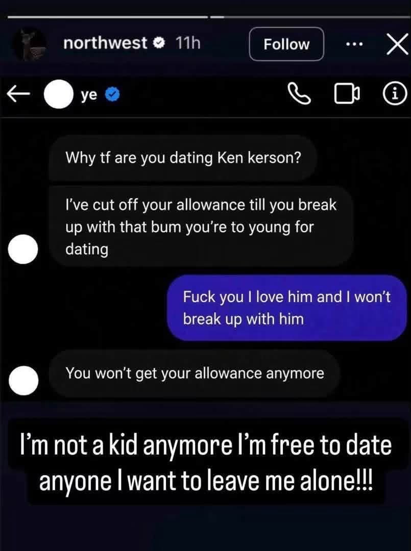 HeyMissGee's tweet photo. Ye failed as Parent too. She FU Ye!?
Mmmh 🙌🏽🤷🏽‍♀️
Note: Sina uhakika kama chat ni za kweli. https://t.co/4WM68bHAVB