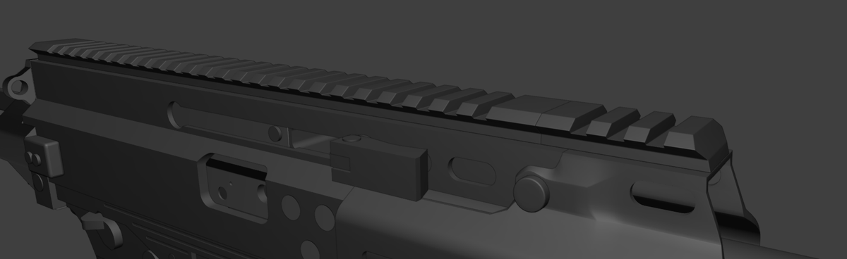 Ciroru_3d's tweet photo. 今日はハンドガードの修正した！トップレールとトリガーにベベル追加したらめちゃ雰囲気出た！！明日はストック周り作りこんでいきたい！！#b3d #3DCG #Gun #Blender #Weapon https://t.co/I7M29Mh67b