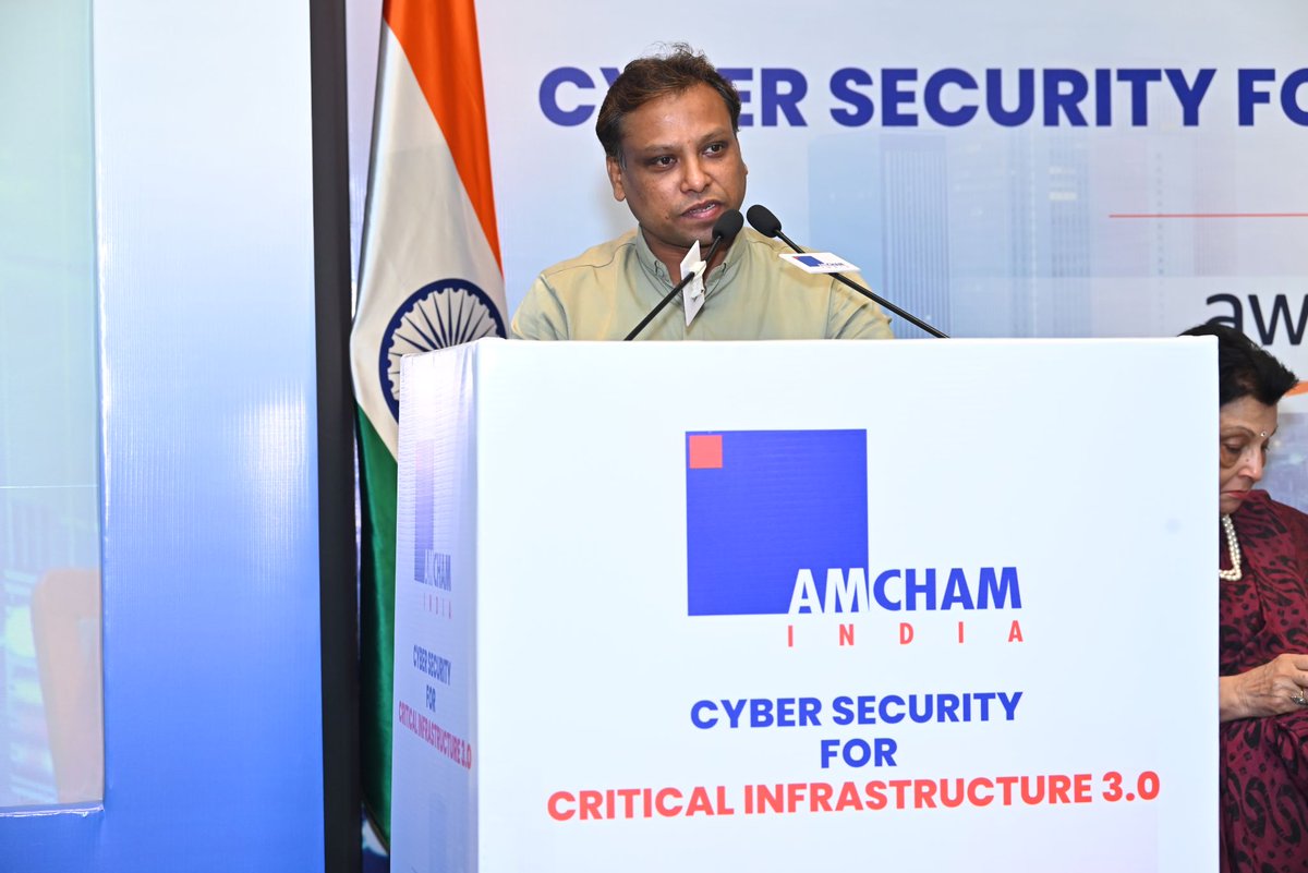 AmchamIndia's tweet photo. Securing the Power Grid Means Securing India’s Digital Backbone.
Speaking at AMCHAM’s conference ‘Cyber Security for Critical Infrastructure 3.0’ Mr. Suman Shiva, Director Cyber Security Division, Central Electricity Authority and CSIRT Power, Ministry of Power, Government of India, highlighted the evolving cyber security challenges facing India’s power sector.
 
Key takeaways:
🔹 IT–OT convergence: Connectivity improves efficiency—but expands the attack surface.
🔹 Think beyond the breach: A single vulnerability can cascade across an interconnected grid.
🔹 Security + availability: Cyber security must be embedded alongside reliability and operational continuity.
🔹 Resilience by design: Security solutions must be practical, effective, and built for modern power infrastructure.
🔹 Move from compliance to continuous assurance: Cyber security audits, continuous monitoring and proactive risk assessment must become integral to operations.
🔹 Invest in capacity building: Technology and regulation must be supported by skilled talent, institutional capability and sustained cybersecurity readiness.
 
For India, a resilient power grid is not just an energy imperative—it is an economic and national security imperative. As the grid gets smarter and more connected, security must evolve at the same pace.
 
#AMCHAMIndia #CyberSecurity #CriticalInfrastructure #PowerSector #EnergySecurity #CyberResilience #ITOT #DigitalInfrastructure #USIndiaPartnership