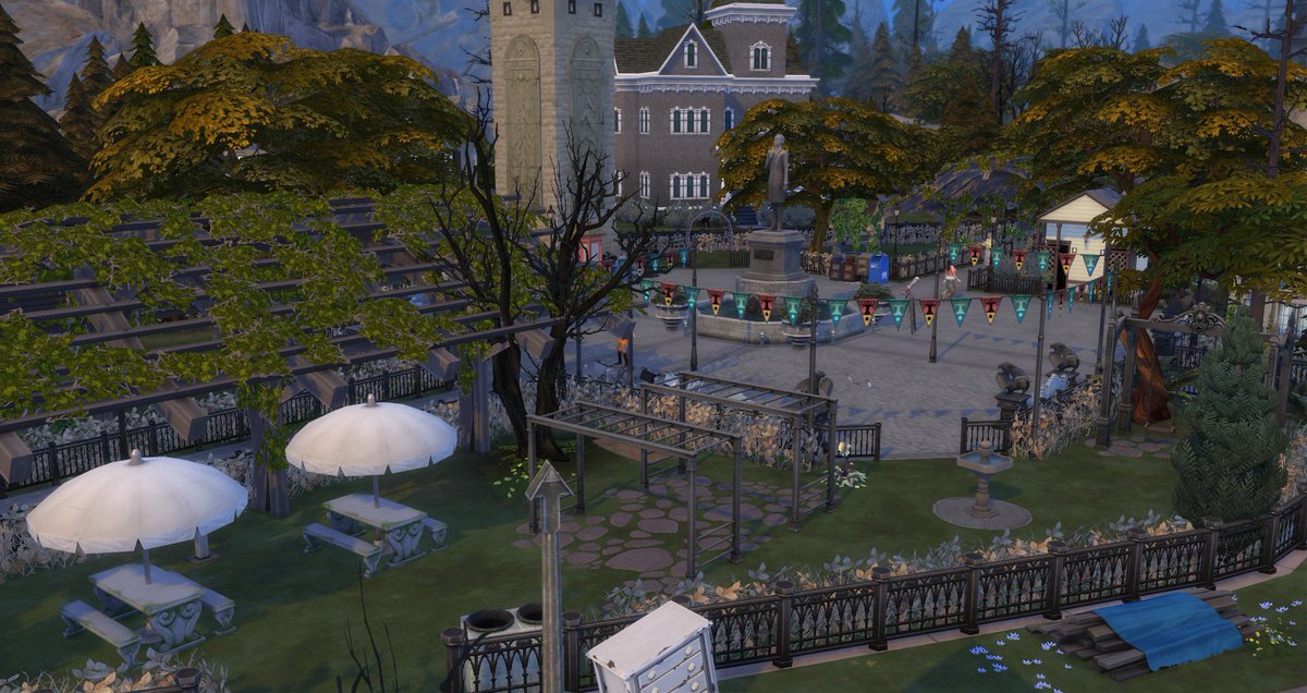 InkySims's tweet photo. Decided to go back to what I've always wanted to do which is to make Forgotten Hollow into an actual little town, so for the past few days I've been working on making it a little more lively with the TOOL mod by @TwistedMexi 
#TheSims4 @ShowUsYourBuilds https://t.co/AepTA4uaaD