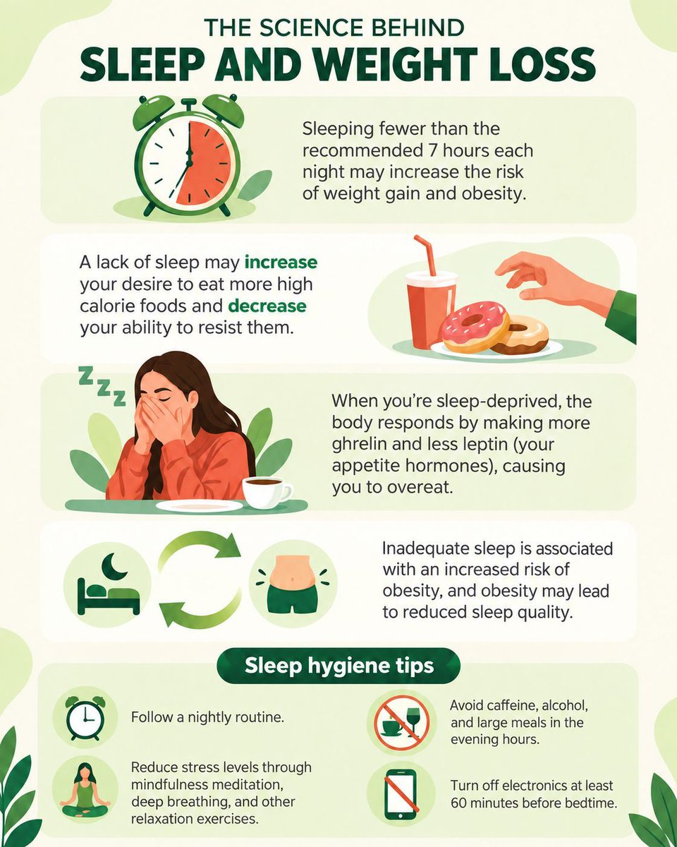 brisk_fit's tweet photo. Struggling with weight loss? Your sleep could be the missing piece. Poor sleep can increase hunger hormones, trigger cravings and make portion control harder. Aim for 7–9 hours of quality sleep to support your metabolism and weight-loss journey.

#fatloss #sleep https://t.co/G5ASLjuzMt