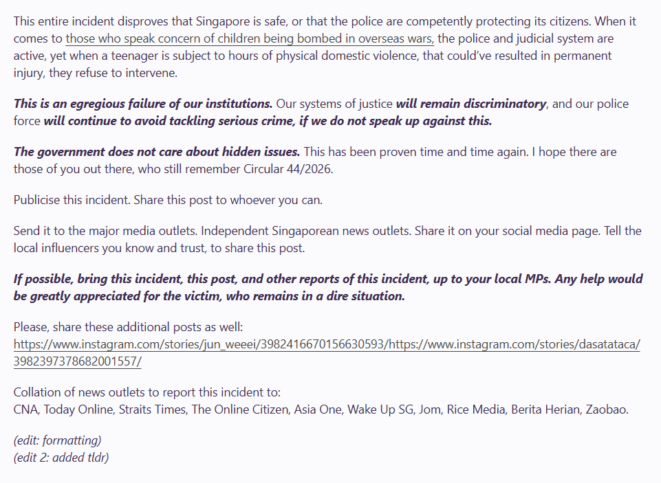 omyhangu's tweet photo. (cw: domestic violence, violence against trans people in SG)

hello people, a young trans woman in SG named Sel was snitched to the Police by her own family for having HRT medication on hand. she was also abused by her uncle and mother. please share, &amp; write to your MPs on this! https://t.co/j2cRiba1RL