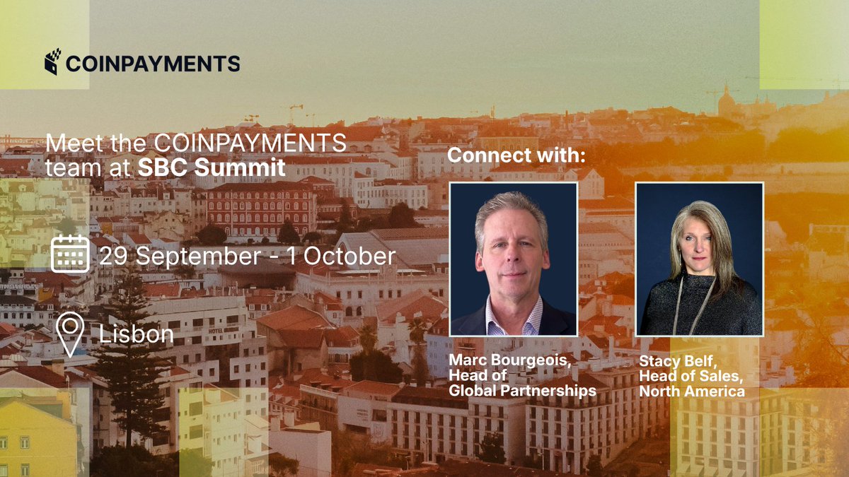 COINPAYMENTSNET's tweet photo. Gaming operators are placing greater focus on player experience, and payments are becoming an increasingly important part of that conversation.

Meet the COINPAYMENTS team at @SBCGAMINGNEWS 

📍 Lisbon
📅 29 Sept - 1 Oct https://t.co/ZsITKFIWiK