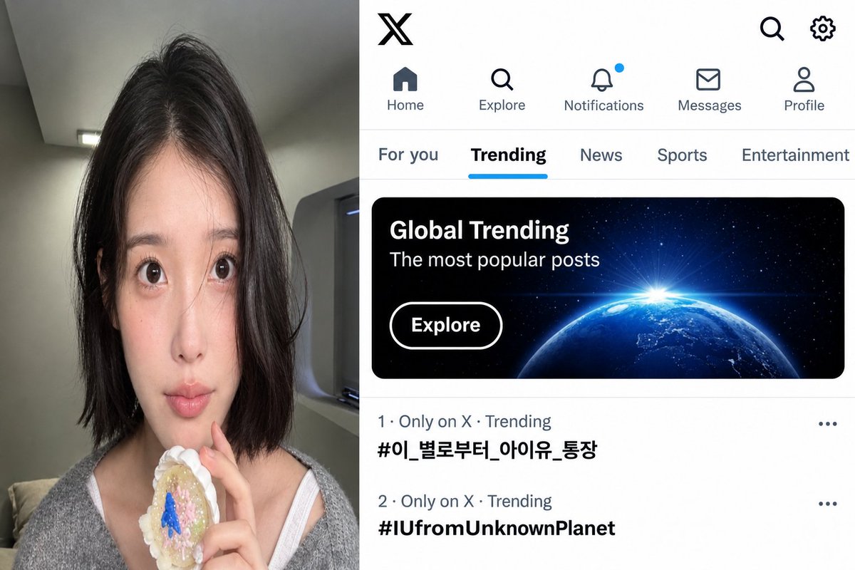 armyuaena8's tweet photo. [UPDATE]

[📈] WOW! WE’RE TRENDING WORLDWIDE!🔥

THE REAL COMEBACK OF THE QUEEN OF K-POP AND K-DRAMA #IU! 

UAENA X Is Making A Strong Impact With #1 And #2 Trending Worldwide!

Let’s Keep The Momentum Going!🌎

#이_별로부터_아이유_등장
#IUfromUnknownPlanet https://t.co/tfmqr0aBBh