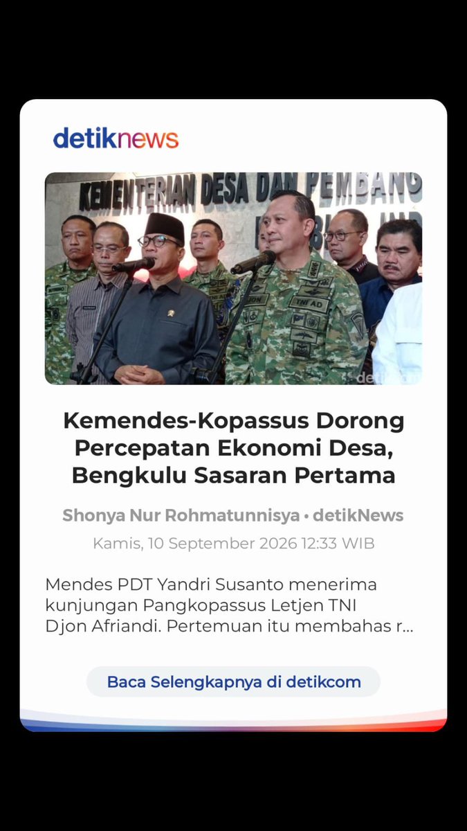 haryati40995's tweet photo. Mendes PDT Yandri Susanto menerima kunjungan Pangkopassus Letjen TNI Djon Afriandi. Pertemuan itu membahas rancangan Program Kolaborasi Karya Bakti.

#BangunDesaBangunIndonesia
#PendampingDesaBerdampak
#KerjaSamaKemendesKopassus https://t.co/jX8xkpXhhp