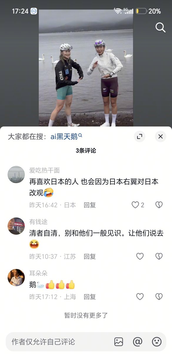 luo88761462's tweet photo. 右翼は下劣だ。日本の毒瘤だ。
愛国者を名乗る資格はない。日本人を名乗る資格もない。日本自身の文明の顔を壊している。
元写真は湖畔の記念撮影だ。それを白鳥の首を掴んで吊したように加工し、中国人に着せた。 https://t.co/ABtxjxlYlD