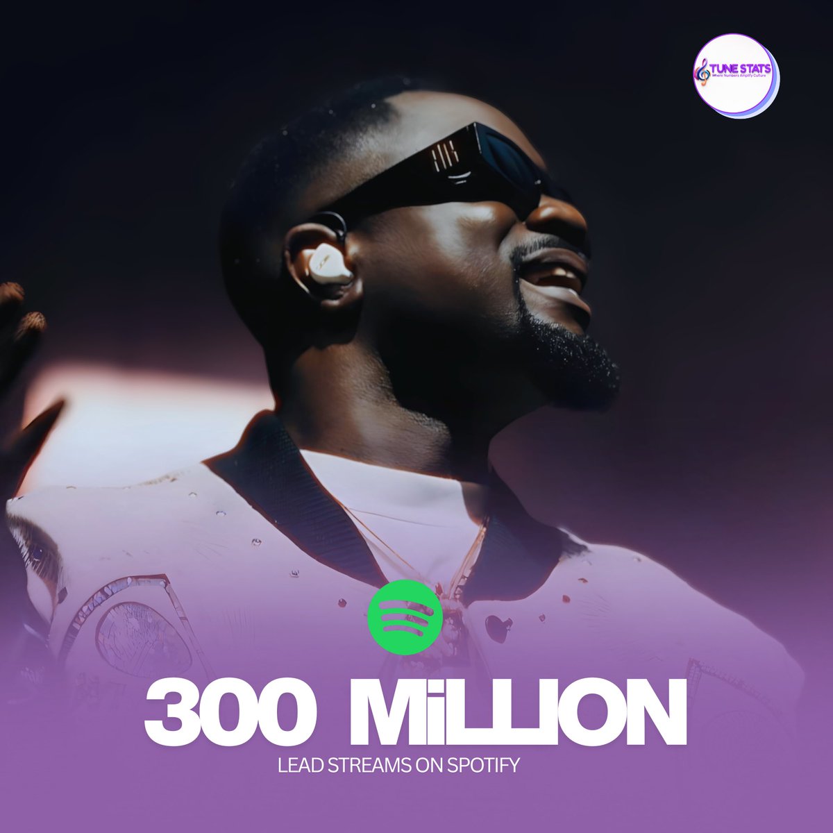 TuneStats's tweet photo. Sarkodie has surpassed 300 million lead streams on Spotify. https://t.co/5z77B5N6e9