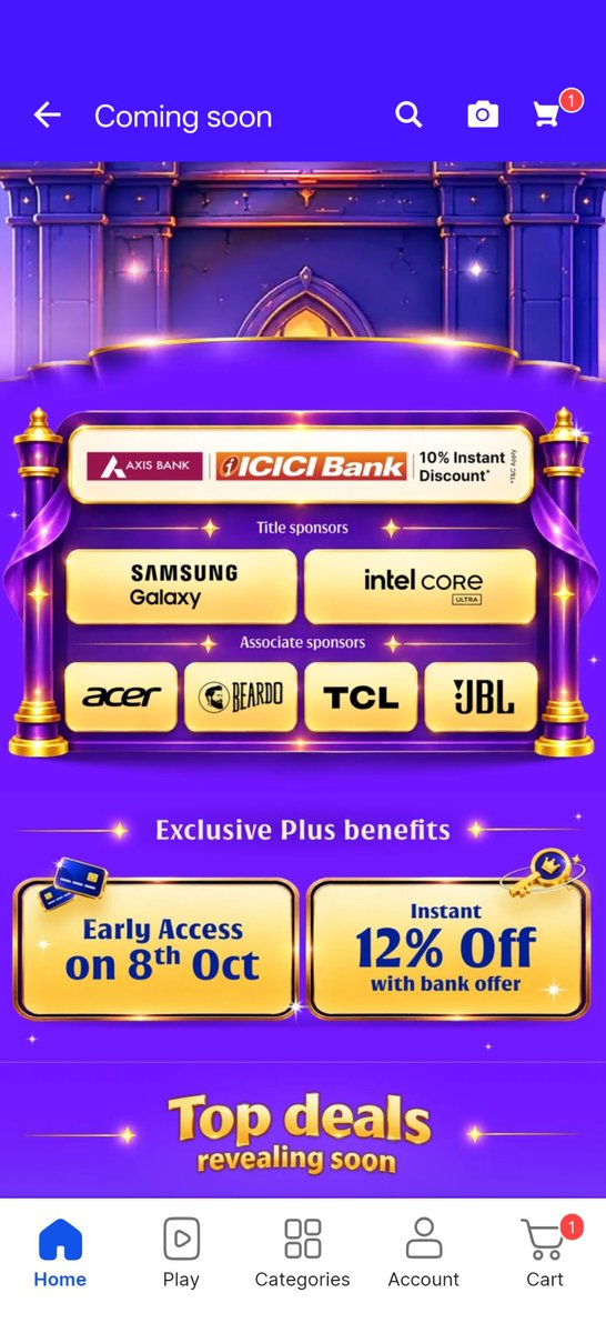 Gadgetsdata's tweet photo. ✅ Officially Confirmed : Flipkart BBD sale will start from  : 9th October 😍

Early access starts from 8th October

🔴 This time the discount will be on Axis and ICICI Bank cards‼️ https://t.co/UM2vEYG9C4