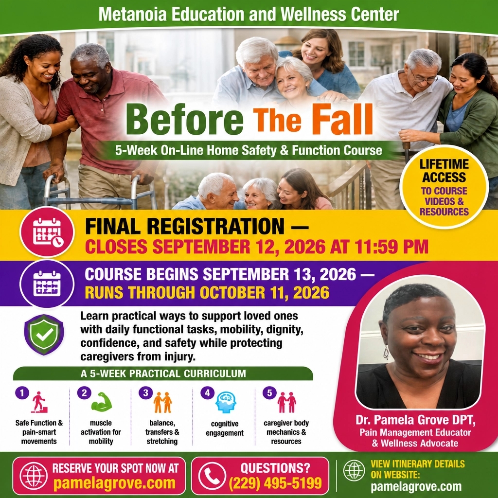 DptPamelaG's tweet photo. FINAL REGISTRATION! Lifetime access. Closes Sept 12, 11:59 PM. Begins Sept 13. RESERVE YOUR SPOT NOW at https://t.co/k6ESIFELFU. VIEW ITINERARY DETAILS ON WEBSITE: https://t.co/k6ESIFELFU. Questions: (229) 495-5199 #FallPrevention https://t.co/0tGeUtBJqD