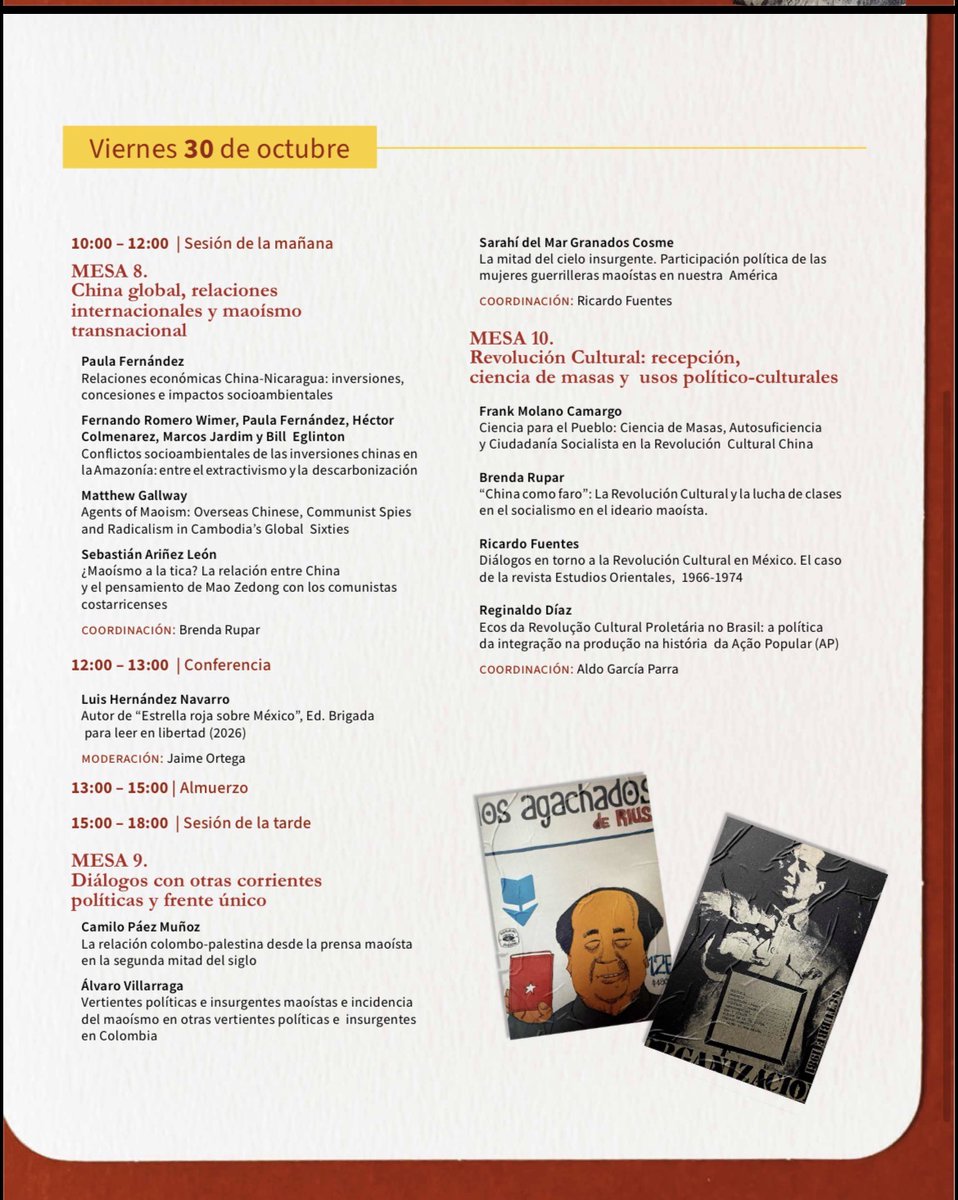 bdelrupar's tweet photo. Habemus Programa diseñado para el III Congreso Internacional de Historia Global del Maoísmo en América Latina. 
Un alegría palpitar este tercer encuentro, para el que venimos trabajando a pulmón hace más de un año.
Esperamos a quienes puedan participar y agradecemos  su difusión! https://t.co/mdSg0PFZJK