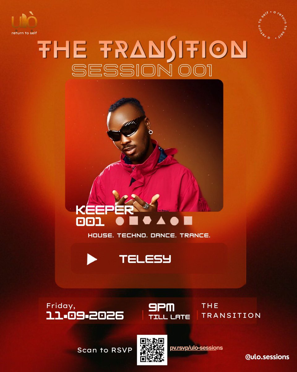 ulo_sessions's tweet photo. THE KEEPERS ARE HERE.
He don't just play the music.
He carries the frequency.
Keeper 001 β TELESY
Different energies.
Different directions.
One transition.
11.09.26 | 9PM TILL LATE
ULO β THE TRANSITION
Come find your frequency.
RSVP β https://t.co/9m43Mdaczg
#ULOSessions https://t.co/ByE8RlubKf