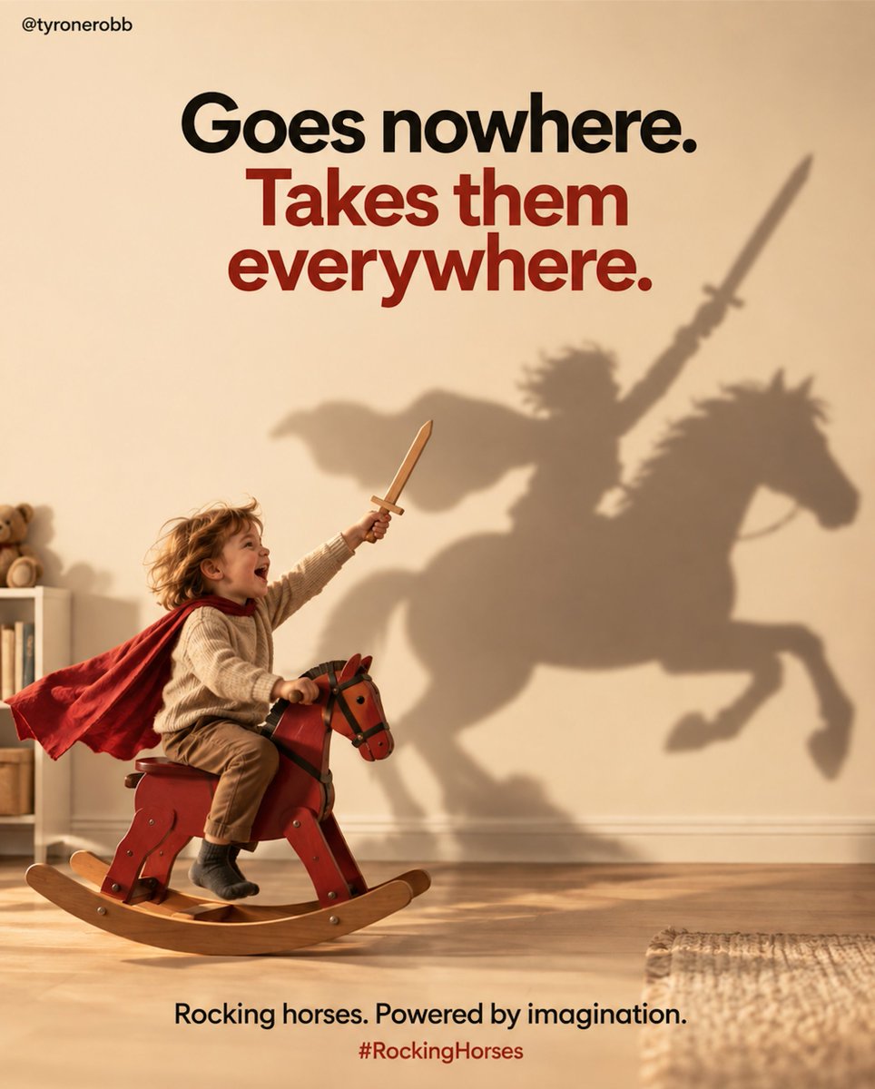 tyronerobb's tweet photo. Off to slay dragons. Back in time for tea.
My entry for @OneMinuteBriefs #RockingHorses https://t.co/EULDx7eRPm