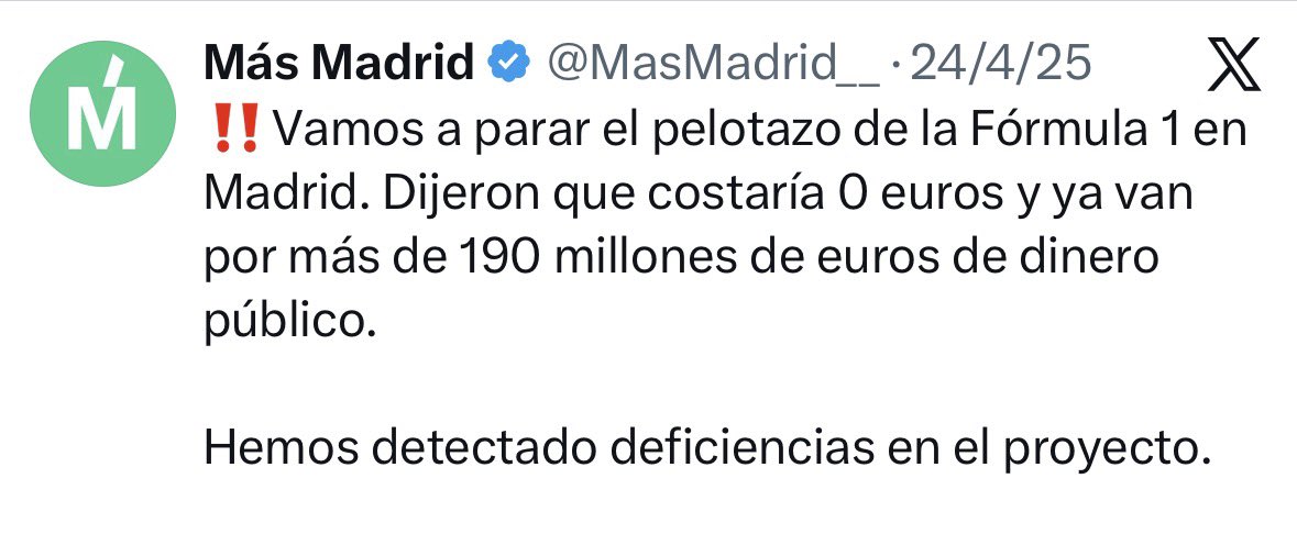 seguragc's tweet photo. Las cuentas de @MasMadrid__ son de traca:

21/04/25 → 145 M€
24/04/25 → 190 M€
10/07/25 → 200 M€
28/12/25 → 136 M€
04/06/26 → 150 M€
09/09/26 → 500 M€

Ni Barrio Sésamo consigue explicar este ejercicio de contabilidad creativa.

Lo que un día son 200 millones, al siguiente son 136 y al siguiente 500.

Menos cuentos y más cuentas.