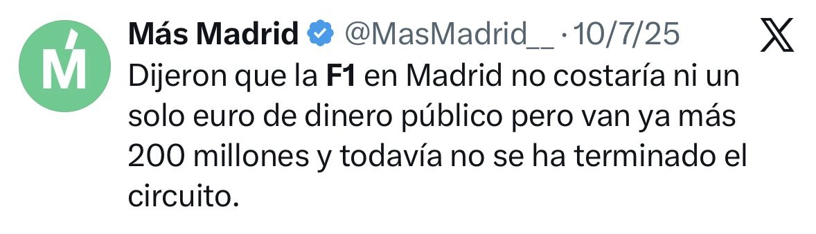 seguragc's tweet photo. Las cuentas de @MasMadrid__ son de traca:

21/04/25 → 145 M€
24/04/25 → 190 M€
10/07/25 → 200 M€
28/12/25 → 136 M€
04/06/26 → 150 M€
09/09/26 → 500 M€

Ni Barrio Sésamo consigue explicar este ejercicio de contabilidad creativa.

Lo que un día son 200 millones, al siguiente son 136 y al siguiente 500.

Menos cuentos y más cuentas.