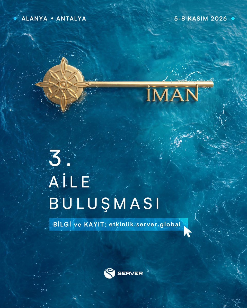 serverplatformu's tweet photo. "İMAN" temasıyla 5–8 Kasım 2026 tarihlerinde Alanya'da gerçekleştirilecek olan 3. Aile Buluşması için kayıtlarımız bu akşam saat 20.00'de başlıyor.

Saat 20.00 itibarıyla aşağıdaki bağlantı üzerinden kaydınızı gerçekleştirebilirsiniz.

📍 Bilgi ve Kayıt:
https://t.co/87TLt5EoVf https://t.co/dkd6AjI2e5
