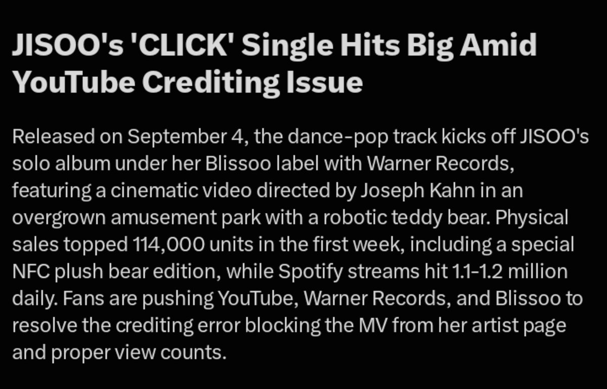 asayaaverse's tweet photo. jisoo and us can still hit big amid yt crediting issue👏 
pay attention and resolve the matter asap please @YouTube @warnerrecords @officialBLISSOO🚨  https://t.co/DYHH85nkUi https://t.co/9vr2SER6Z1