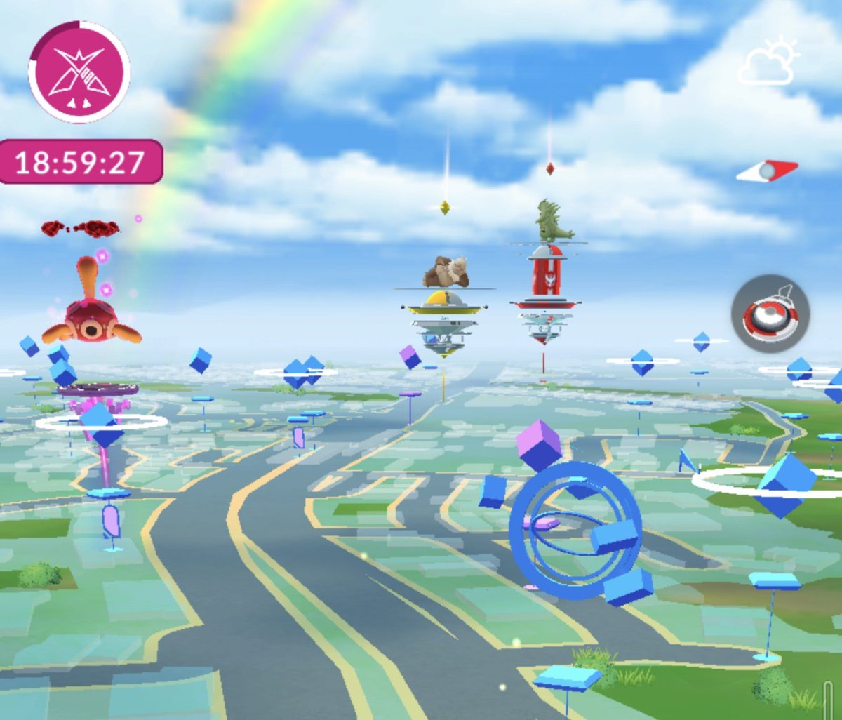 KuRon227's tweet photo. #ポケモンGO

ポケGOで虹🌈出てるの初めて見た！

2016年からプレイしてるけどいつから実装され��たんだろ？

この画角で決まった方向でしか視認できないなら今まで見れてなかったのも頷ける… https://t.co/miyjJZwBMP