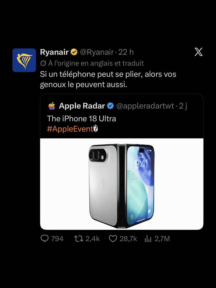 creapills's tweet photo. Les meilleures réactions de marques à la sortie de l’iPhone Duo 🤭

En voir plus : https://t.co/IZLWwZOKKG https://t.co/uLrDQaHvlU