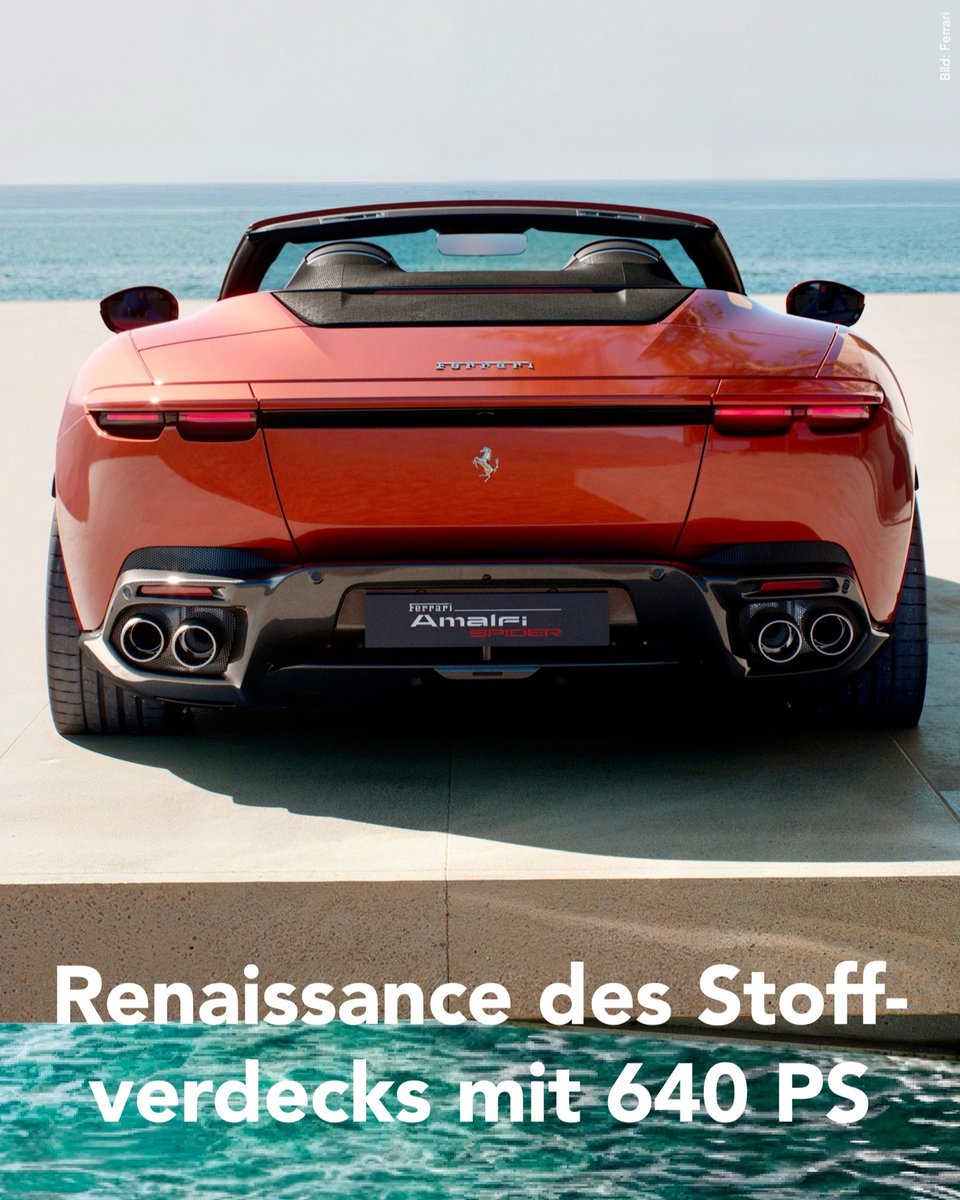 TashinaReick's tweet photo. More than a convertible: the Amalfi Spider is Ferrari’s love letter to the analog thrill of open-top driving. A 640 hp 3. 9L twin-turbo V8, active aerodynamics, Brake-by-Wire and a roof that opens in 13. 5 seconds deliver pure driving emotion. https://t.co/VzKGXrTEbC