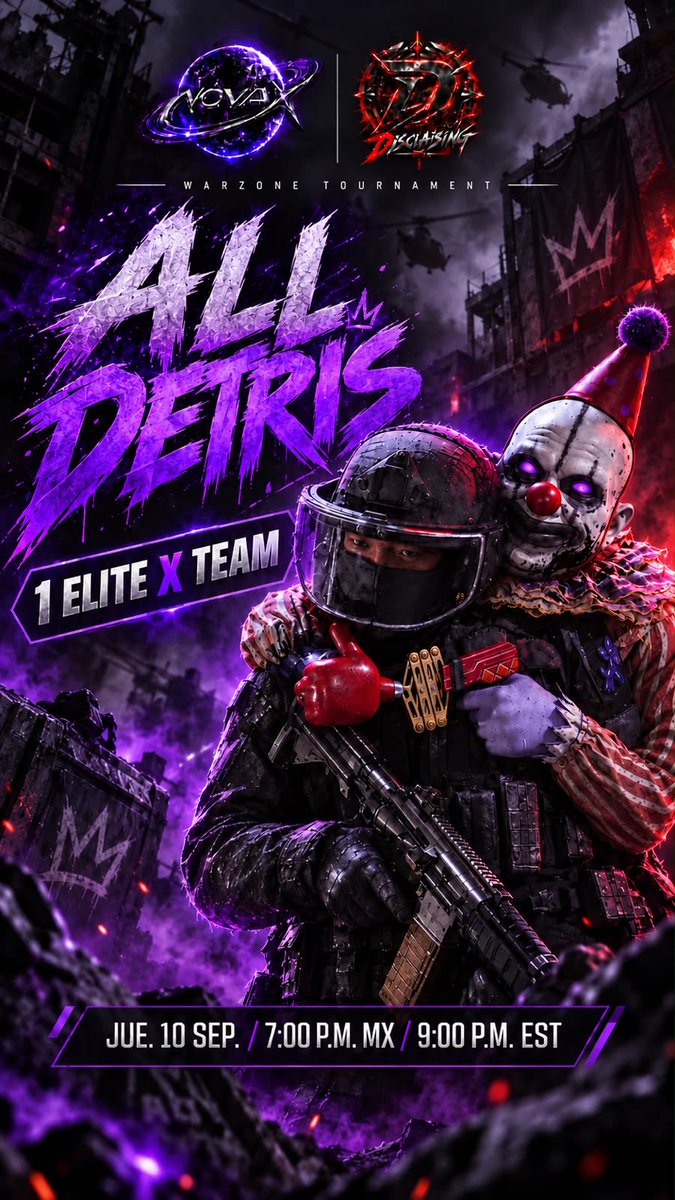 NovaX_org's tweet photo. 🚨TORNEO OFICIAL NovaX🚨

   𝗔𝗟𝗟 𝗗𝗧𝗥𝗜𝗦 Max 1 elite x team
━━━━━━━━━━━━━━

📅 Jueves 10 Sep
🕗 7:00 PM MX / 9:00 PM EST
👥 14 Teams Mín
🏆 MP : 135 PTS
💵 $15 x Team
🌎 HOST NAC

 Admin: @sibU__x 
 
━━━━━━━━━━━━━━

🎙️ Caster: @DarcFalcon13 
 
🤝 Sponsor @yoDisclaising