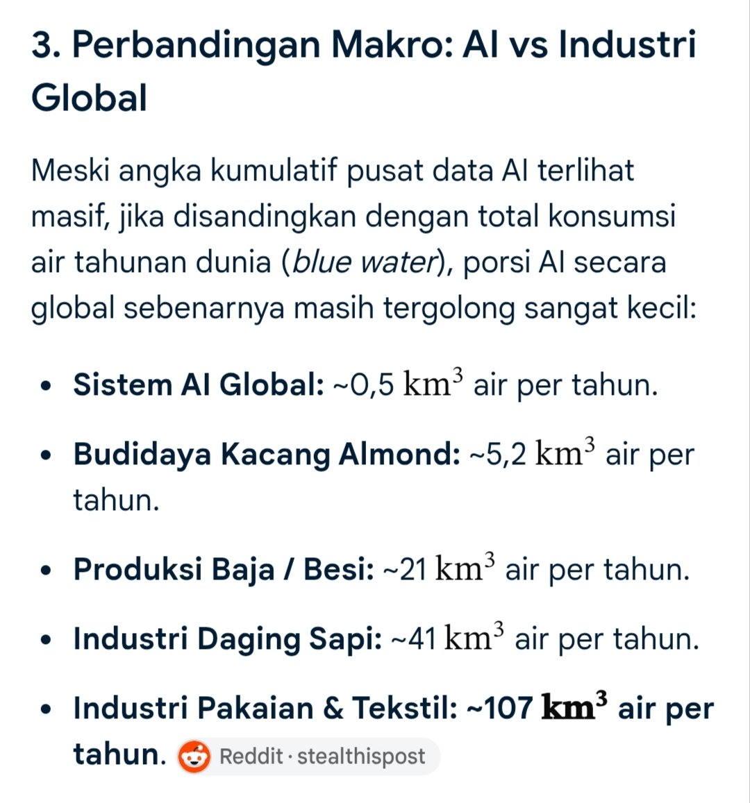 AndreBW92's tweet photo. @footycinephile Sedikit gambaran saja
Tidak membela AI
Ada sumber nya kalau mau sumber saya ketikkan juga 
AI tidak semata-mata menghabiskan air tapi semua data center sosmed juga pakai air untuk sistem pendinginan nya dan industri² lain yang ada di dunia juga banyak membutuhkan air https://t.co/oLjDSKJulL