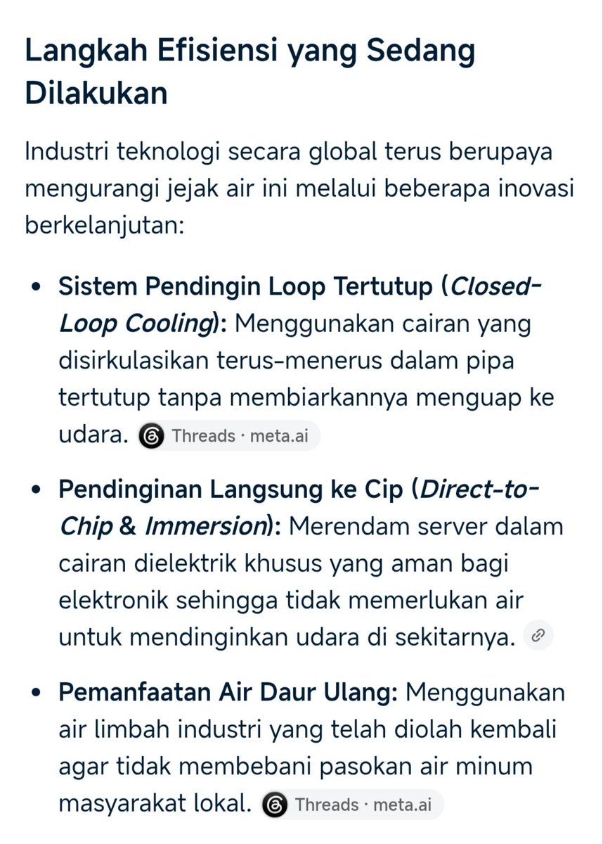AndreBW92's tweet photo. @footycinephile Sedikit gambaran saja
Tidak membela AI
Ada sumber nya kalau mau sumber saya ketikkan juga 
AI tidak semata-mata menghabiskan air tapi semua data center sosmed juga pakai air untuk sistem pendinginan nya dan industri² lain yang ada di dunia juga banyak membutuhkan air https://t.co/oLjDSKJulL