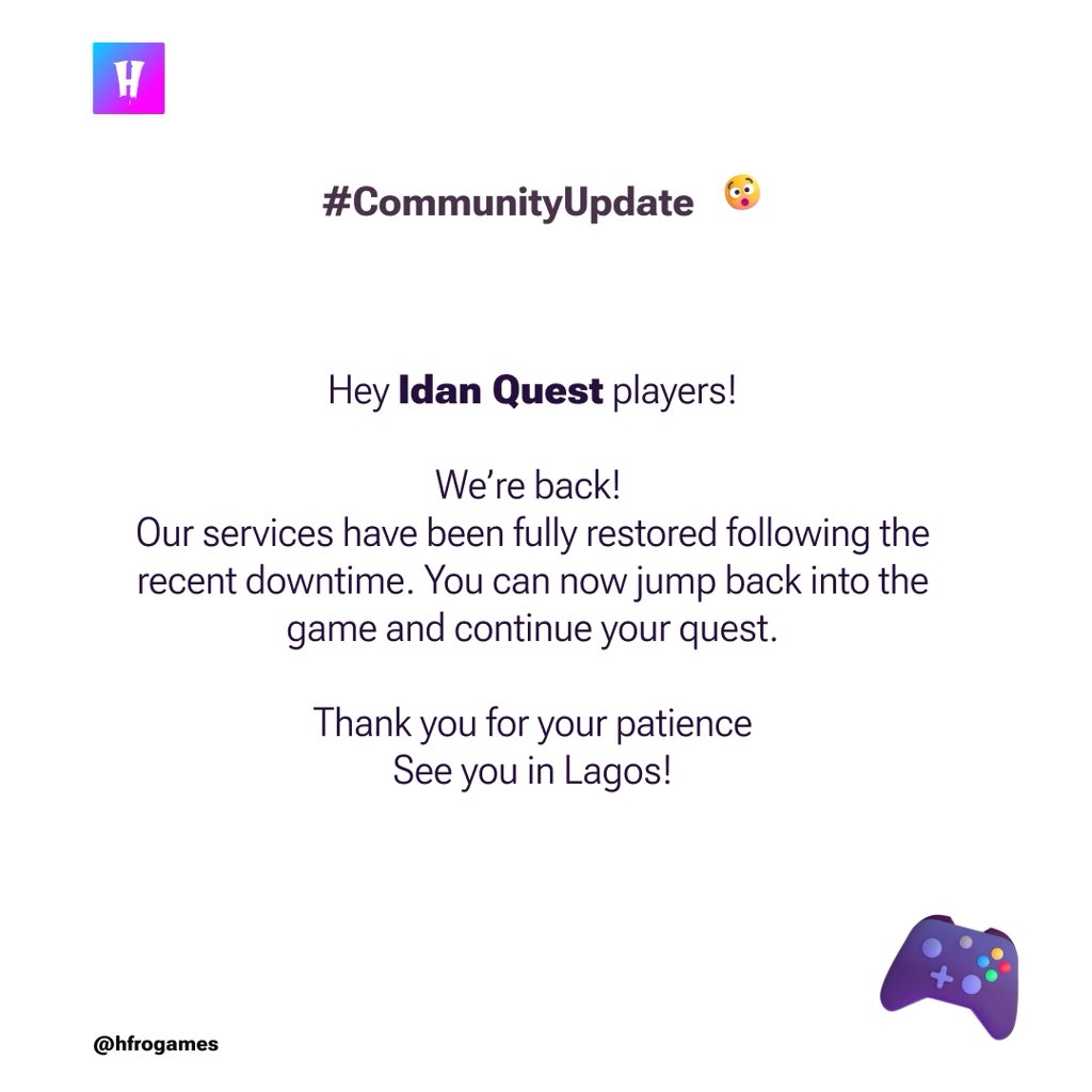 hfrogames's tweet photo. Hello Players! We are back like we never left! #idansquest https://t.co/xc7JR6xEUE