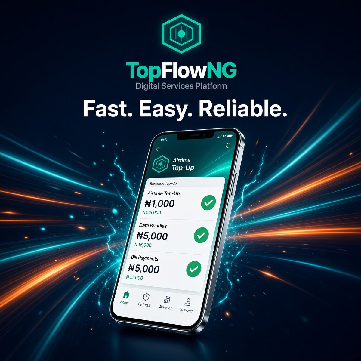 TopflowNG's tweet photo. No data? No airtime?
We don’t do stress here.
#StayConnected #NigeriaTech #QuickPayments #FintechNG #TopFlow https://t.co/XwhPkvrBb2