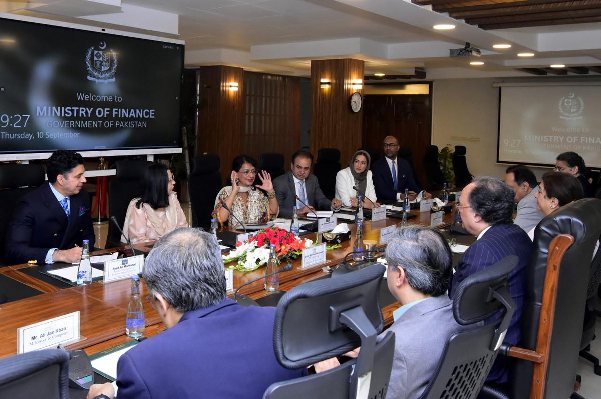 Financegovpk's tweet photo. Finance Minister Receives High-Level Gates Foundation Delegation, Discusses Economic Reforms, Human Capital and Development Priorities

Federal Minister for Finance and Revenue, Senator Muhammad Aurangzeb, met a high-level Gates Foundation delegation led by Dr. Anita Zaidi, President, Gender Equality Division, along with Ms. Kalpana Kochhar, Interim President, Global Policy and Advocacy Division, at the Finance Division today.

The Finance Minister welcomed the delegation and appreciated the Gates Foundation’s continued support and engagement with Pakistan, emphasizing the value of further collaboration through knowledge sharing, technical expertise and international experience.

Ms. Kalpana Kochhar briefed the Finance Minister on the Foundation’s growing engagement in Pakistan, particularly in human capital, child health, nutrition, maternal health and women’s economic participation. She highlighted the South Khyber Pakhtunkhwa programme combining cash transfers, nutrition support, livelihoods training and access to citizen facilitation centres for women, which is expected to reach around 170,000 women and 450,000 children this year. She also highlighted nationwide nutrition efforts through the UNICEF “Livelihood 2.0” facility aimed at improving access to nutrition commodities and addressing childhood stunting.

Dr. Anita Zaidi briefed the Finance Minister on the Foundation’s maternal health work and the use of artificial intelligence to improve health outcomes, highlighting the LUMS AI Hub’s collaboration with provincial governments on personalized solutions for women and families during pregnancy and delivery. She also outlined AI applications designed for low-connectivity environments and basic Android devices, including local language capabilities, to make digital health solutions more accessible and locally relevant.

The discussion covered population growth and its implications for maternal and child health, nutrition, poverty and girls’ education. The Finance Minister briefed the delegation on the National Population Council, chaired by the Prime Minister, and emphasized the importance of federal-provincial coordination, women’s education and empowerment, greater workforce participation and birth spacing, including through engagement with religious scholars and other stakeholders.

Senator Muhammad Aurangzeb also highlighted the importance of domestic investor confidence, privatization and expenditure reforms, including rightsizing and greater use of digital technologies to improve government efficiency. He outlined the Government’s Access to Finance agenda for SMEs, agriculture and other underserved segments, with a focus on digital financial pathways, improved data exchanges and cash-flow-based lending. On revenue mobilization, he emphasized enforcement, facilitation and trust, alongside digitalization and automation of tax assessments and audits to enhance transparency and efficiency.

The Gates Foundation representatives welcomed progress in Pakistan’s financial sector and expressed interest in supporting greater access to finance, particularly for SMEs, through improved information flows, digital footprints and cash-flow-based lending. They highlighted the potential of digital and data-driven solutions to strengthen financing pathways for small businesses and retailers while promoting greater facilitation, transparency and trust.

The two sides also discussed opportunities in agriculture, the digital economy and private-sector-led investment. Senator Muhammad Aurangzeb highlighted growing interest in private equity and briefed the delegation on the Government’s efforts to strengthen Pakistan’s private equity ecosystem and mobilize greater long-term domestic and international capital for productive investment.

The Finance Minister appreciated the Gates Foundation’s continued engagement and emphasized the value of its financial support, technical expertise and knowledge sharing in advancing Pakistan’s development priorities. Dr. Anita Zaidi reaffirmed the Foundation’s commitment to Pakistan, and both sides agreed to deepen collaboration across human capital, health, financial inclusion and digital innovation.

The delegation included Mr. Syed Ali Mahmood, Senior Program Officer, Inclusive Financial Services; Ms. Aisha Salman, Program Officer, Leadership Engagement Implementation, Gender Equality; Mr. Ammar Khan, Senior Program Officer, Development Policy & Finance; Mr. Jamal Khan, Deputy Director and South & Southeast Asia Lead, Global Policy & Advocacy; Mr. Waqas Ul Hasan, Chief Executive Officer, Karandaaz Pakistan; Mr. Taimoor Ali, Group Head, Karandaaz Pakistan; and Mr. Sharjeel Murtaza, Chief Digital Officer, Karandaaz Pakistan. Senior officials of the Finance Division also attended.