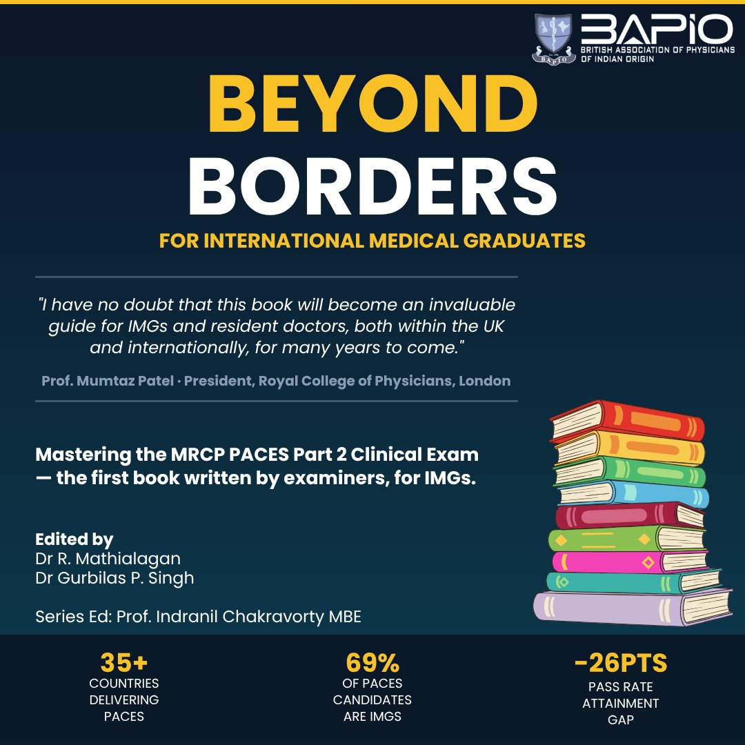 BAPIOUK's tweet photo. 🌍 Beyond Borders — the first MRCP PACES guide written by examiners, for International Medical Graduates.

📚 Foreword by Prof. Mumtaz Patel, President of the Royal College of Physicians, London.

❤️ Supporting JMFOA-UK Charity.

📖 Available soon...

#BeyondBorders #MRCP #PACES https://t.co/rgK9zijPzY