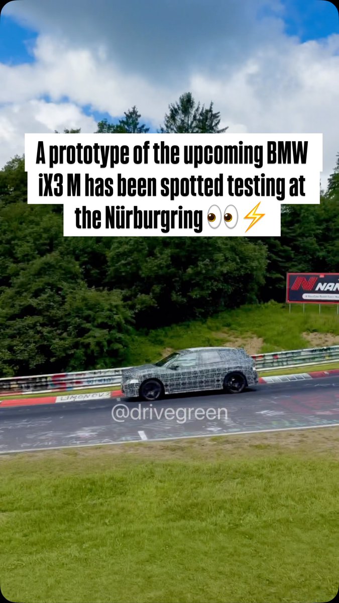 JaynaBicklein's tweet photo. A prototype of the upcoming BMW iX3 M was spotted testing at the Nürburgring. https://t.co/lmRwOuJeZP