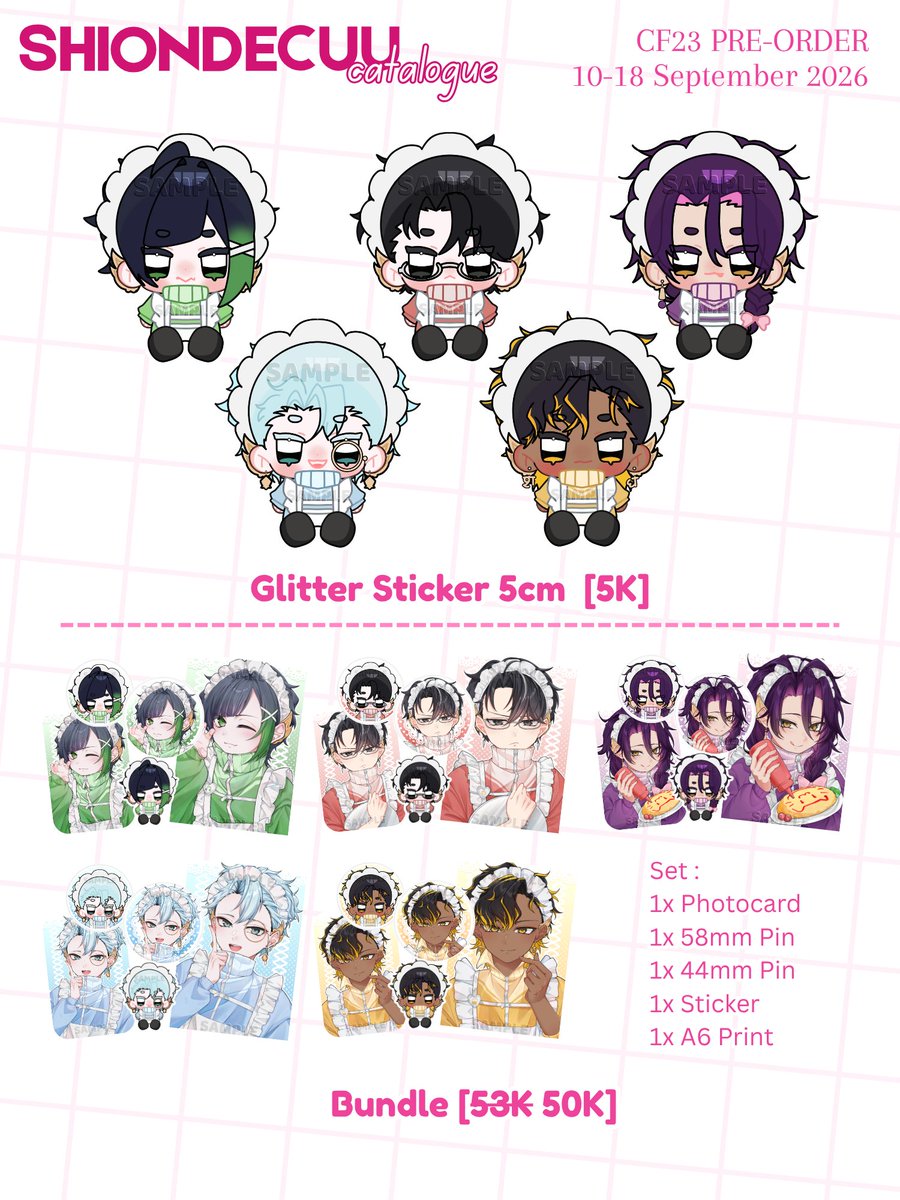 ShionDecuu's tweet photo. [RTs &amp; Likes are really appreciate💖]
My Pre-order for CF23 is Open!!

📆 10-18 Sep 2026
🌟 Fandom : Pandavva
🛍️ Pick Up &amp; Mail Order
🎀 PO form :  https://t.co/XH3ng8odVz

#cf23catalogue #comifuro23 #comifuro23catalogue https://t.co/zVcbU0m0Ce