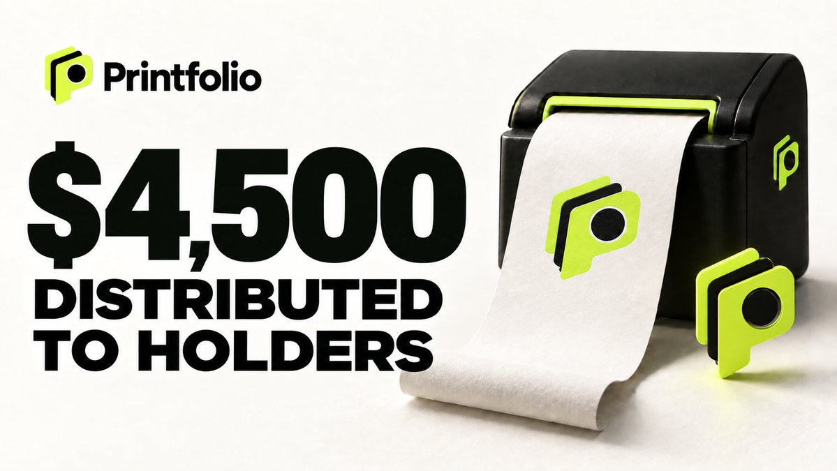 Printfolio_rh's tweet photo. $4,500 worth of $FOLIO already distributed to our holders! 🥳

Voting goes live very soon. You’ll be able to choose what prints next.

Let's print! 🖨️ https://t.co/O1xSb7d1ub