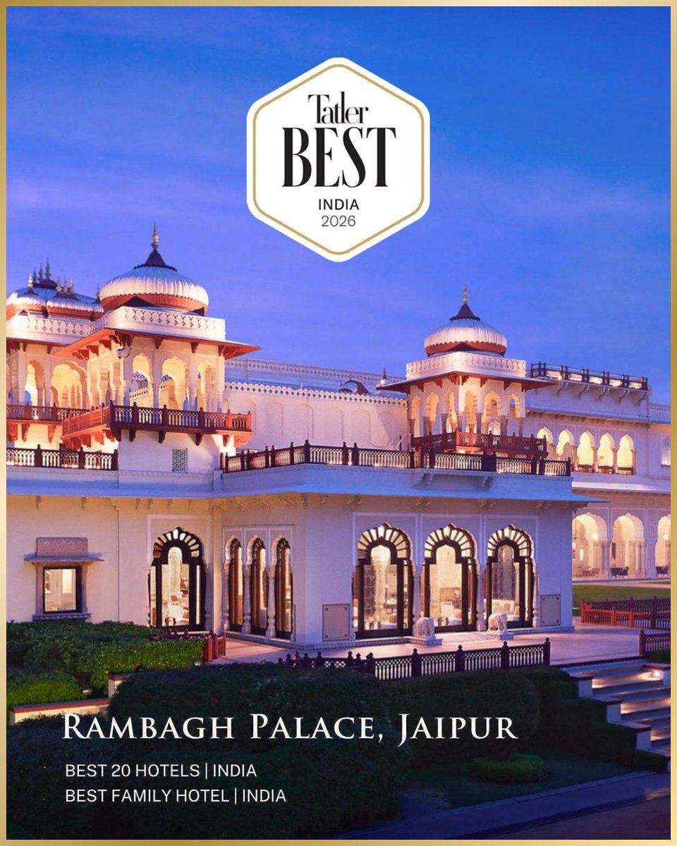 Rambaghpalace's tweet photo. A treasured landmark of Indian hospitality, recognised among the world’s finest!

We are deeply honoured that our Living Legacy, the iconic Rambagh Palace, Jaipur, has been named among India’s Top 20 Hotels and has also been recognised as the https://t.co/IC3N5OQNZ7