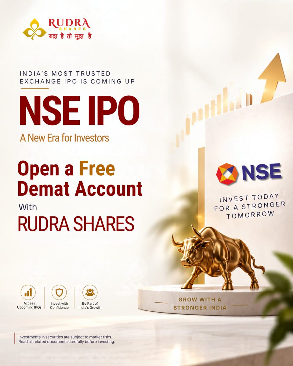 rudrashares's tweet photo. NSE IPO Is Coming Soon!

A new opportunity is on the horizon for investors.
Get ready for the upcoming NSE IPO and take the first step toward your investment journey with RUDRA SHARES.

📈 Open a Free Demat Account Today.

#NSEIPO #NSE #IPO #IPOIndia #StockMarketIndia #Investing https://t.co/DBea9hG8RK