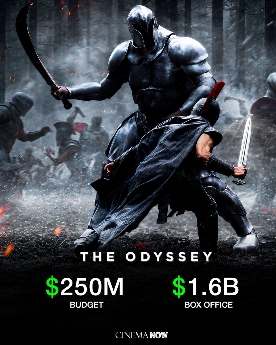 CinemaaNow's tweet photo. Christopher Nolan's ‘THE ODYSSEY’ has grossed more than 6× its production budget. https://t.co/kdOFTRWjk7