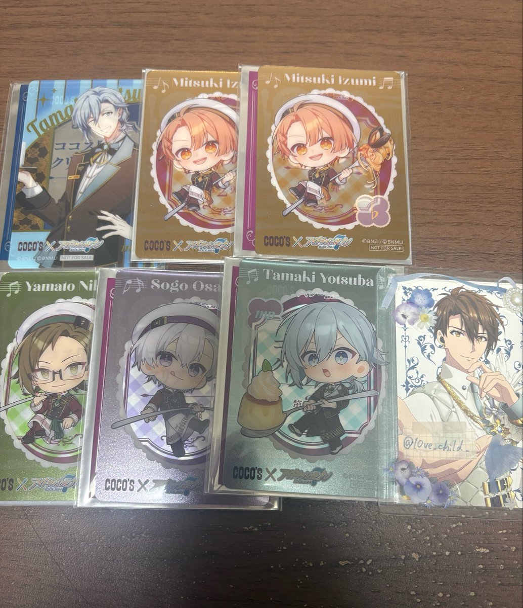 10ve_child_'s tweet photo. 【交換】
アイナナ ココス クリアカード クリ�� 第1弾 第2弾 A B

譲）三月2、大和、環、壮五
求）一織（B＞A）

郵送or都内手渡し
9/13 4J福岡現地手渡し⭕️

お気軽にお声かけくださいませ🙇‍♀️ https://t.co/696ullBbH4
