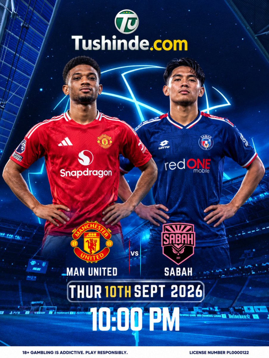 TushindeBet's tweet photo. ⚽🔥 CHAMPIONS LEAGUE NIGHTS!

Manchester United 🆚 Sabah
Old Trafford hosts a European showdown! 🏆

🎯 Predict it. Back it. Win it on https://t.co/FUeuns0xZQ!

🔞 18+ | Gambling is addictive. Play responsibly. https://t.co/7JcsNrgd7D