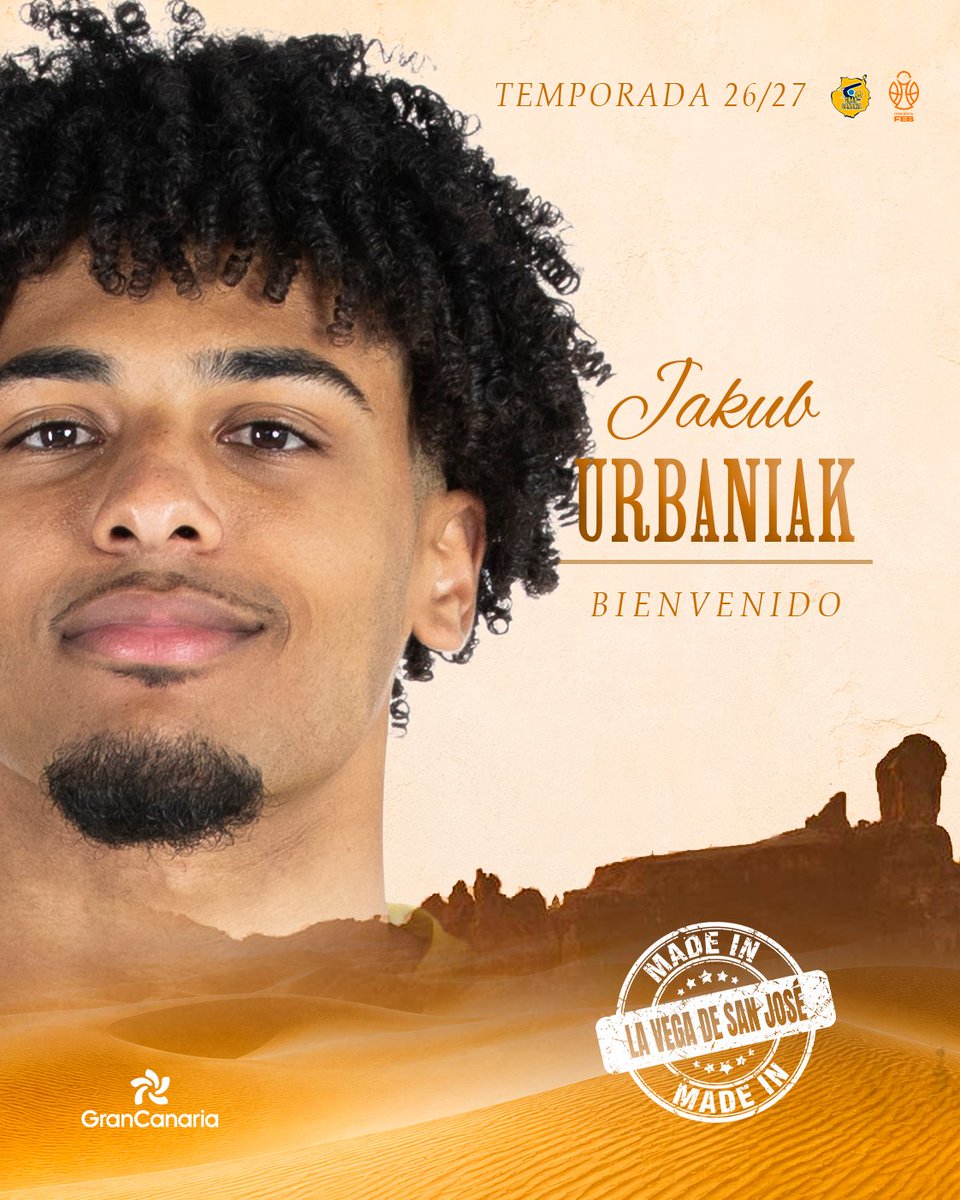 GranCanariaCB's tweet photo. 📝 El canterano Jakub Urbaniak formará parte del Gran Canaria 26/27.
🔸 El jugador polaco, que aterrizó en La Vega de San José en 2023, estará a las órdenes de Bruno Savignani.
➡️ https://t.co/Q6nzniUIia https://t.co/zDnsME2008