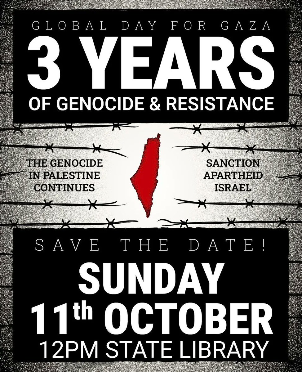 ScallywagRay's tweet photo. @MenachemV @abcnews @JoshBBornstein The right to protest!
SANCTION
APAETHEID
ISRAEL
#GlobalDayForGaza - Sunday October 11 https://t.co/BF3IV4y3d9