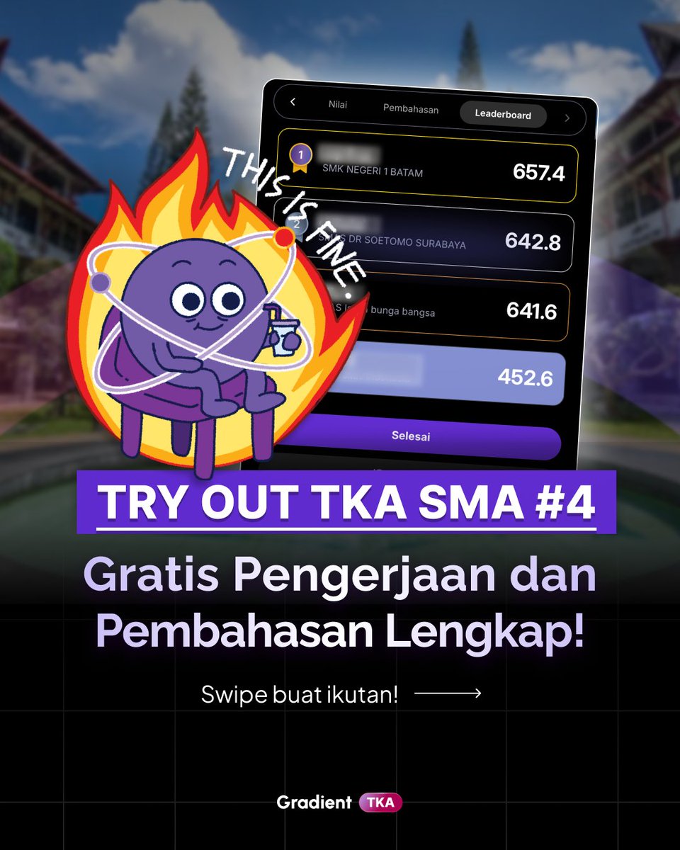gradient_idn's tweet photo. PARA AGIT NGUMPULLL! 🔥

Ada info tryout TKA gratis nih dari Gradient 😱. Cek cara ikutannnya! 👇 https://t.co/L7D4X5nsWQ