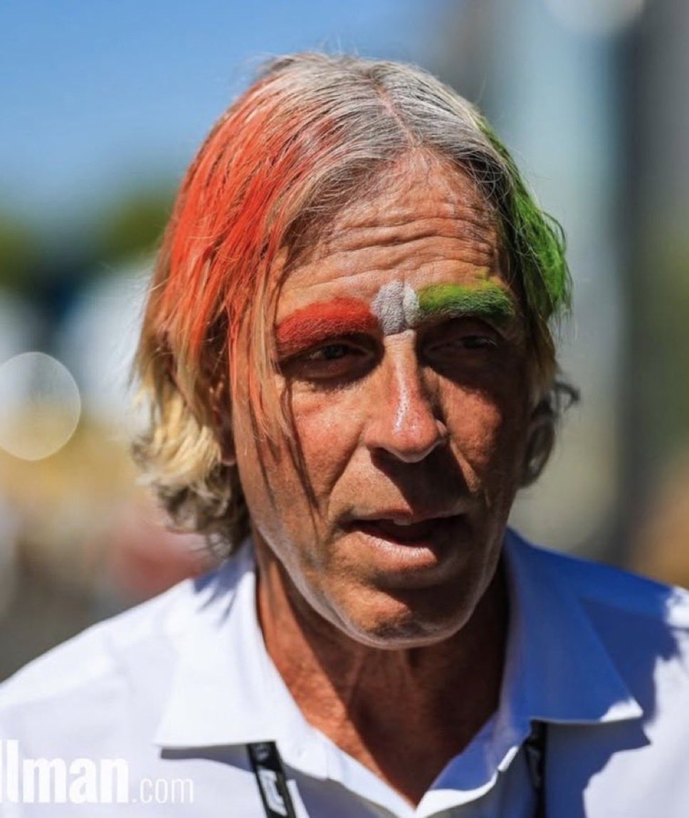 TinoCLeclerc's tweet photo. El finde pasado, Fossaroli perdió una apuesta contra Antonelli y acaba de llegar al circuito de Madring con el pelo pintado con los colores de la bandera italiana JAJAJAJAJAJAJAJA https://t.co/5l3Y8fz7Vf