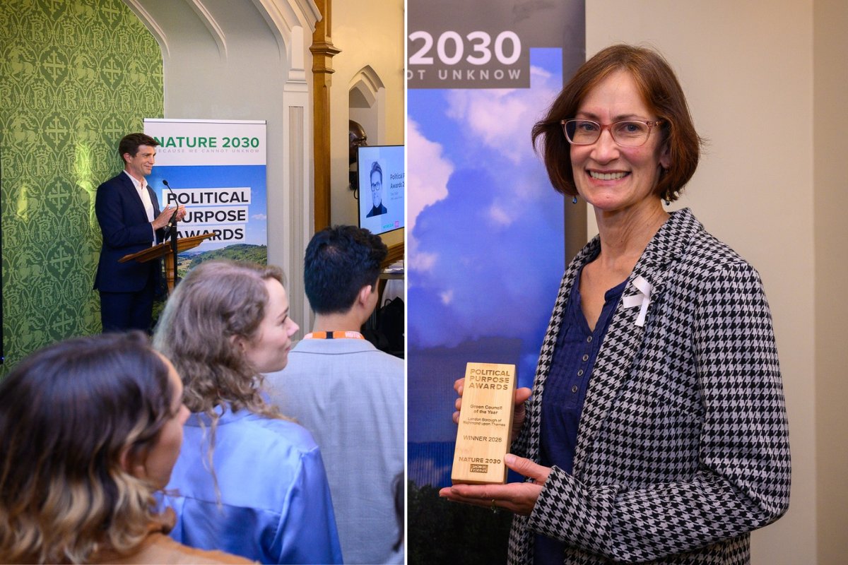 LBRUT's tweet photo. We've been named the Green Council of the Year 🌳🏆

Richmond upon Thames received the recognition at the 2026 Political Purpose Awards, highlighting the borough's work and practical action in tackling climate change and restoring nature!

Find out more ⬇️
https://t.co/MAJ85p5M5L https://t.co/wGDglKUE6P