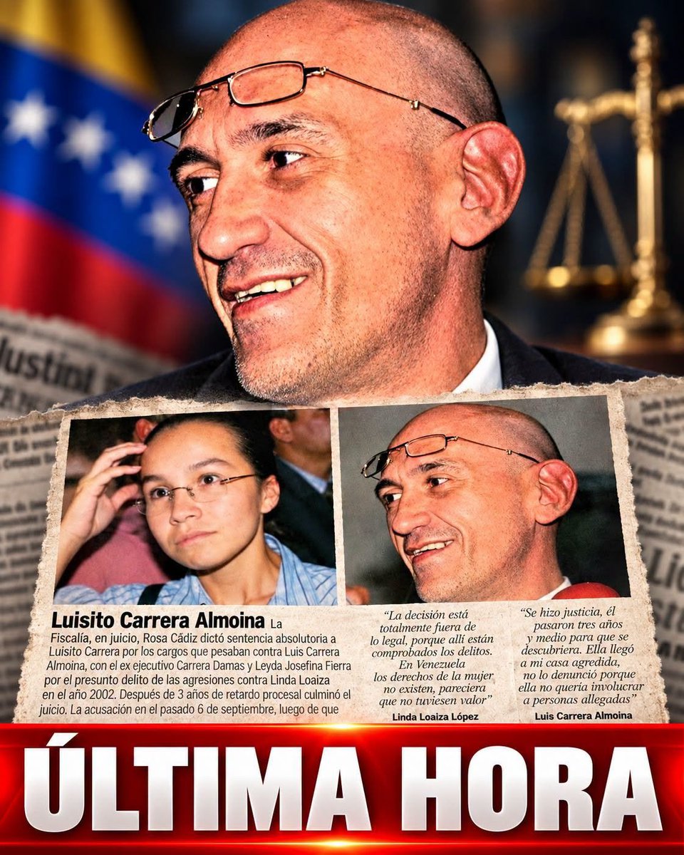 RobertoCarlo14's tweet photo. 🇨🇴🔥Luis Antonio Carrera Almoina secuestró a Linda Loaiza López el 27 de marzo de 2001, cuando ella tenía apenas 18 años y acababa de llegar a Caracas a estudiar veterinaria. 

La mantuvo cautiva casi cuatro meses en un apartamento de Los Palos Grandes, sometida a esclavitud sexual, violaciones repetidas y torturas sistemáticas.

Según su propio testimonio ante la Corte Interamericana de Derechos Humanos, la golpeaba hasta hacerla sangrar por los oídos, le quemó la cara y el cuerpo con colillas de cigarrillo, la desfiguró a golpes, la mantuvo esposada, la obligó a comer solo lo que él dejaba, 
y llegó a fotografiarla desnuda mientras la agredía. 

Fue rescatada el 19 de julio 
de 2001, al borde de la muerte, con el rostro tan destruido que su caso se volvió imposible de olvidar en Venezuela. 

Necesitó más de quince cirugías, incluida una reconstrucción vaginal, 
y estuvo hospitalizada 
durante medio año.

Y aun así, la justicia venezolana lo condenó solo a seis años por privación de libertad y lesiones, absolviéndolo del delito de violación pese a la evidencia. 

La CIDH declaró en 
2018 al Estado venezolano responsable por esa impunidad. Hace 25 años que Linda sigue peleando, y apenas el pasado 9 de julio de 2026 se emitió una nueva orden de captura contra él. Hasta ahora no hay confirmación de que haya sido detenido.

Que un hombre capaz de esto haya caminado libre durante veinticinco años no es un fallo del sistema, es exactamente lo que ese sistema fue diseñado para permitir. 

Exigimos su captura inmediata.

La verdad de Linda Loaiza lleva veinticinco años tocando la puerta de un sistema que aprendió a fingir que no escucha. #Venezuela #Caracas