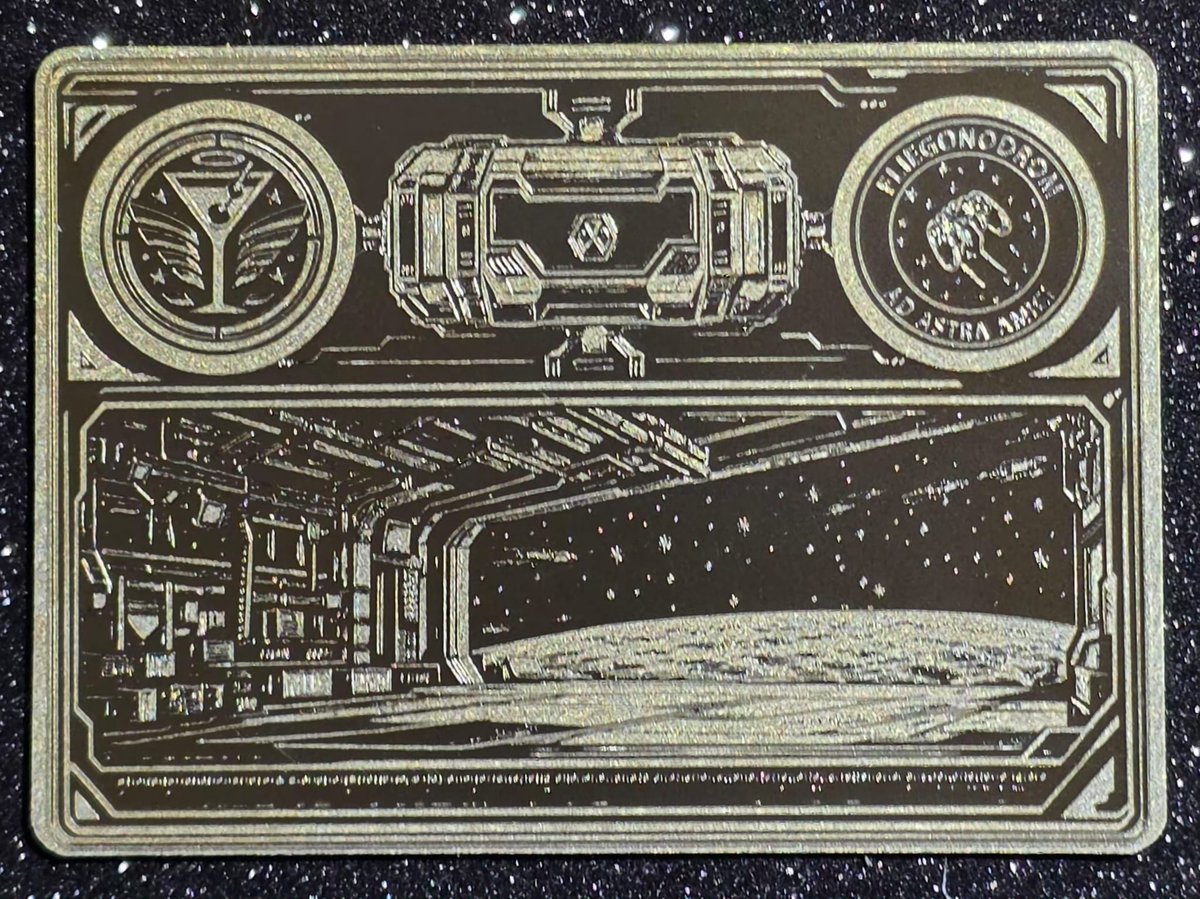 DerorgaLaserAW's tweet photo. Bar Citizen Allershausen BCAM 2026 Community Card 
Stainless steel card 88x63mm
 
#Edelstahlkarte #EdelstahlCoins #stainlesssteel #Lasergravur #Shadowmoses #StarCitizen #organization #SciFiDesign #CustomCards #DesignInspiration #FanConvention #Stahlkunst #Handmade #GeekCulture #Sammlerstück #UniqueDesign #Barcitizen #bcam @fliegonodrom