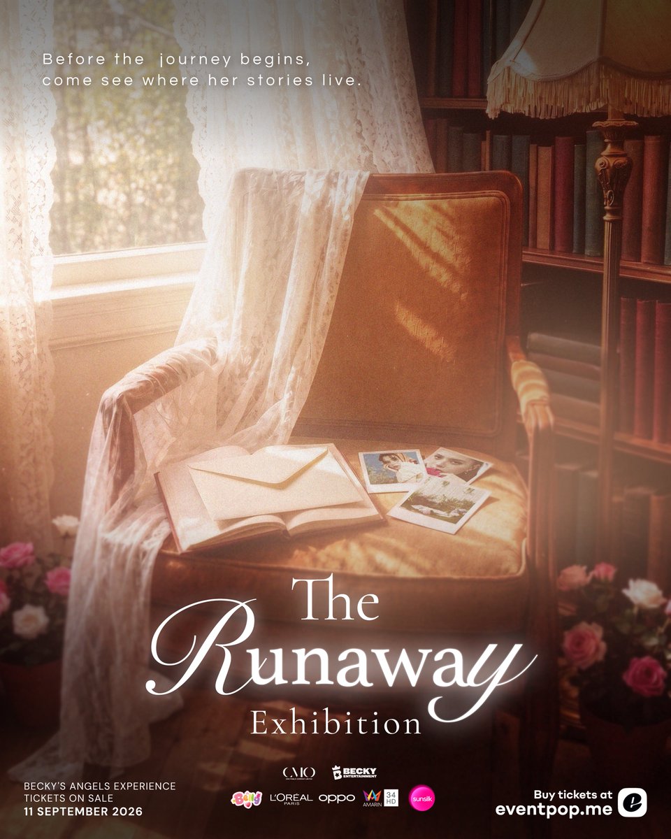 beckyentofc's tweet photo. BEFORE THE JOURNEY BEGINS… 📖🌹

Before she runs away, there are stories waiting to be discovered.
A little glimpse into the world she’s leaving behind… ✨

ก่อนออกเดินทาง อยากชวนทุกคนมาค้นพบเรื่องราวและความทรงจำที่ซ่อนอยู่ใน The Runaway Exhibition ไปด้วยกันนะคะ 🤍

Come see where her stories live. 👀💌

━━━━━━━━━━━━━━

RUNAWAY BECKY CONCERT 2026
29 November 2026 | ICONSIAM Hall

THE RUNAWAY EXHIBITION ✨

LIVE STREAMING TICKET SALE
📅 6 September 2026
⏰ 10:00 AM (GMT+7)
🎟️ Available via Eventpop

BECKY’S ANGELS EXPERIENCE — TICKET SALE
📅 11 September 2026
⏰ 10:00 AM (GMT+7)
🎟️ Available via Eventpop

#BeckyConcert2026 #RunawayConcert #BeckysAngels #BeckyEntertainment